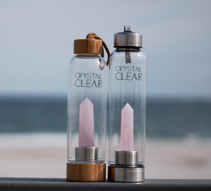 Mindful Living Co - Crystal Clear Water Bottle 20oz - Rose Quartz — The  Headspace